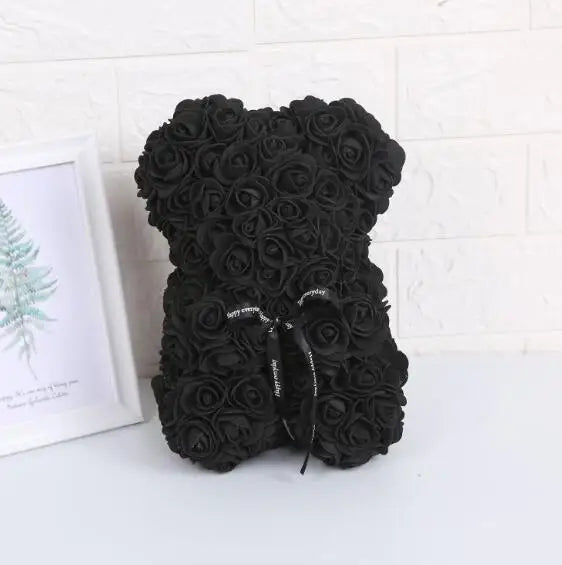 Ourson en roses artificielles, 25cm