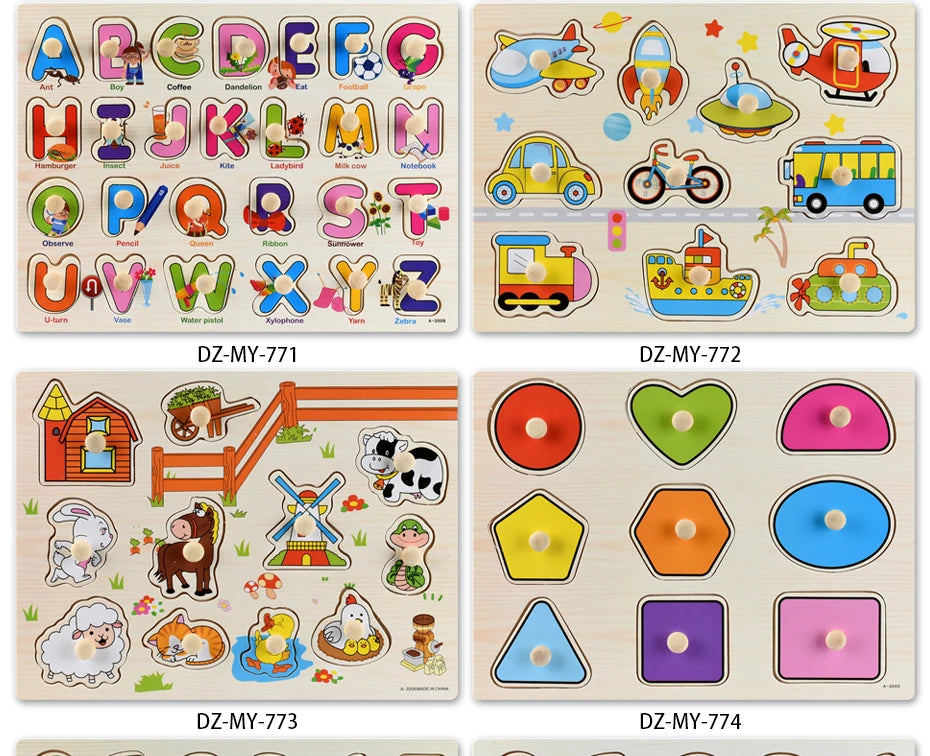 Puzzles en bois Montessori Planches à saisir Jouets