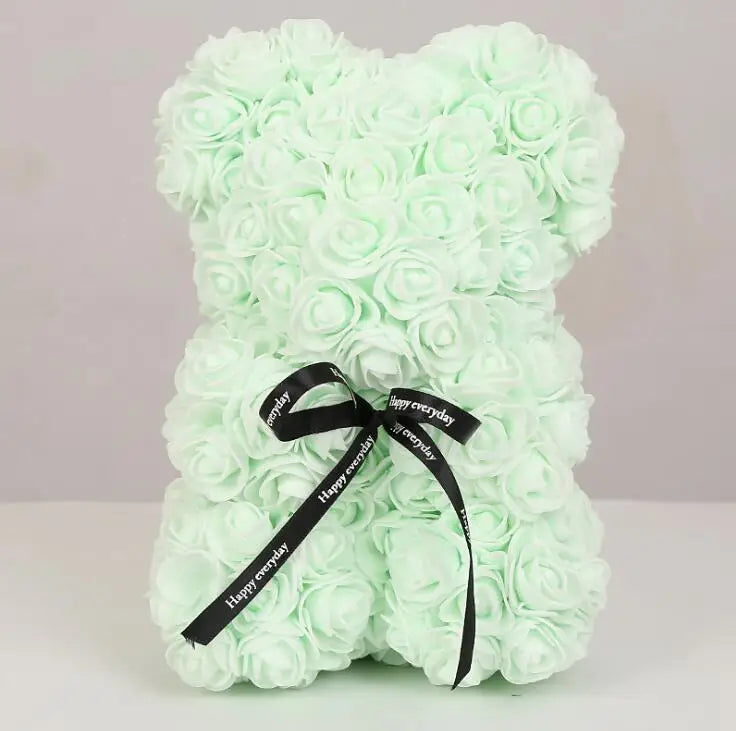 Ourson en roses artificielles, 25cm
