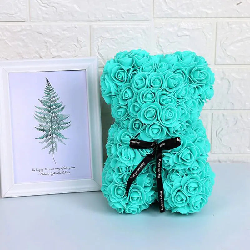 Ourson en roses artificielles, 25cm