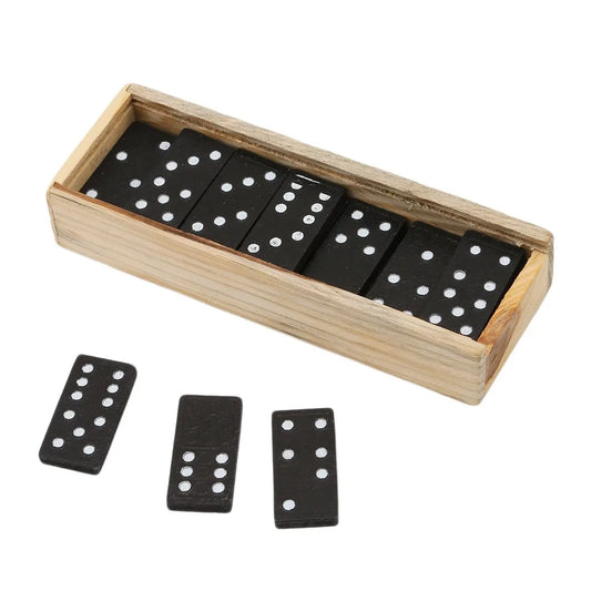 Boîte de jeux de société en bois Black Dominos