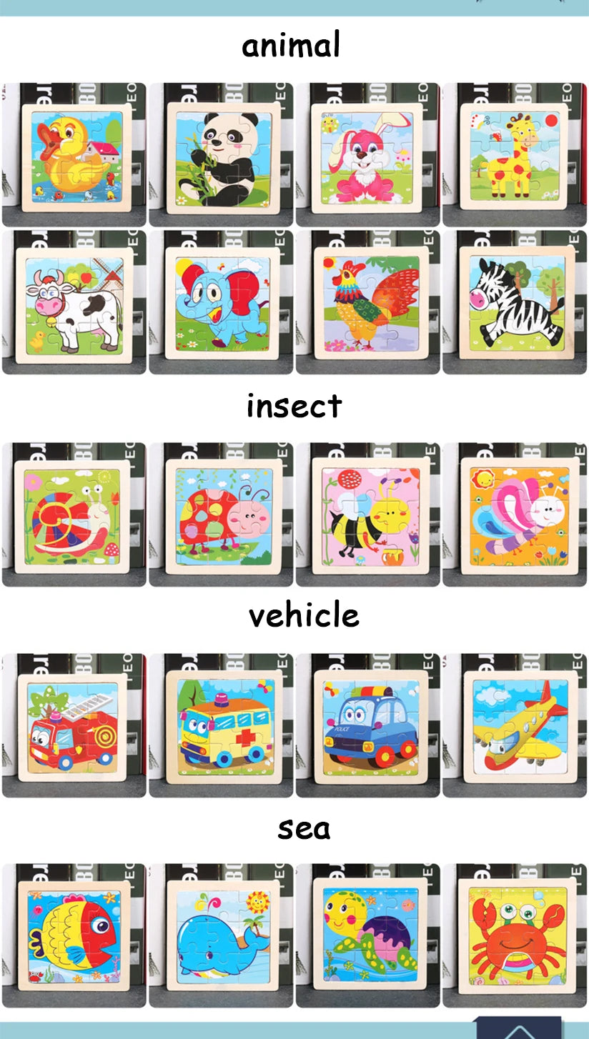 Puzzle en bois 9 pièces