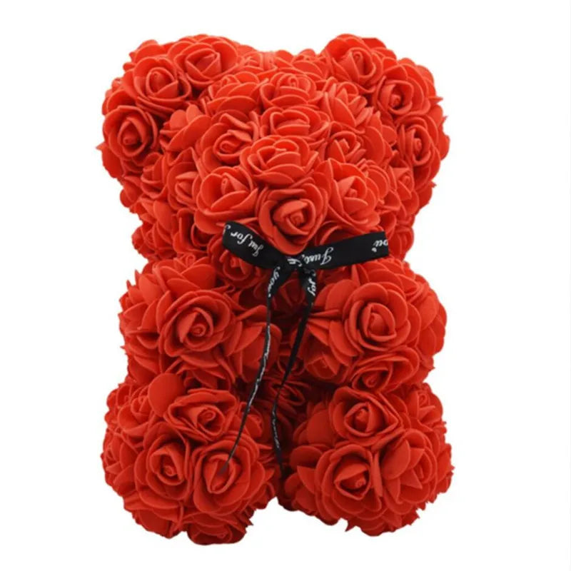 Ourson en roses artificielles, 25cm