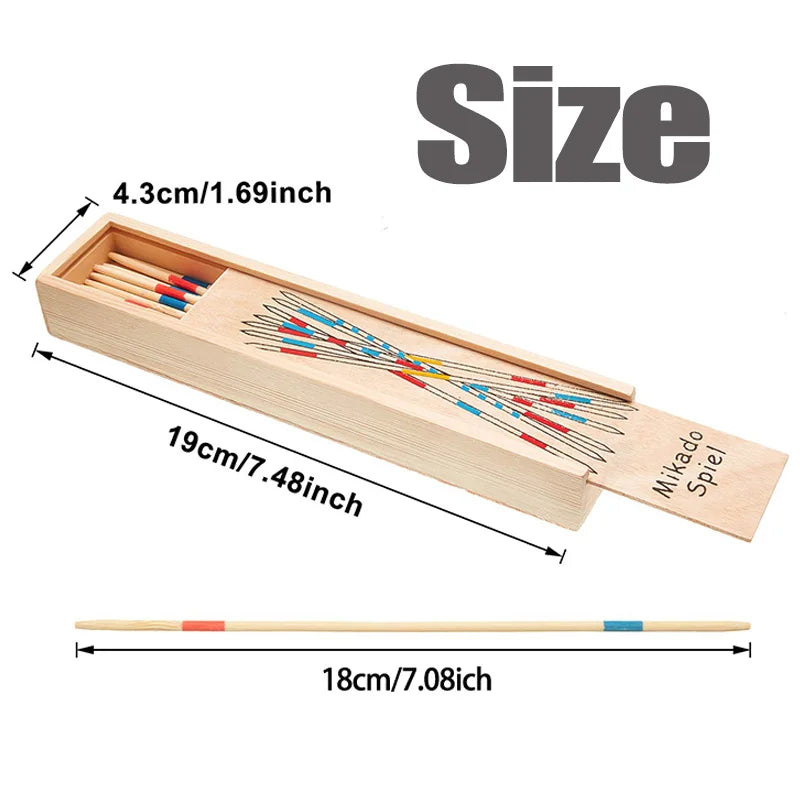 Jeu traditionnel de bâtonnets de ramassage en bois de Mikado Spiel avec jeu de boîte durable et utile