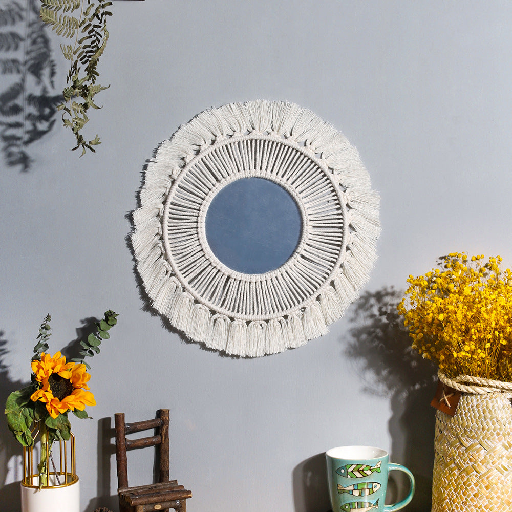 Boho Round Wall Mirror