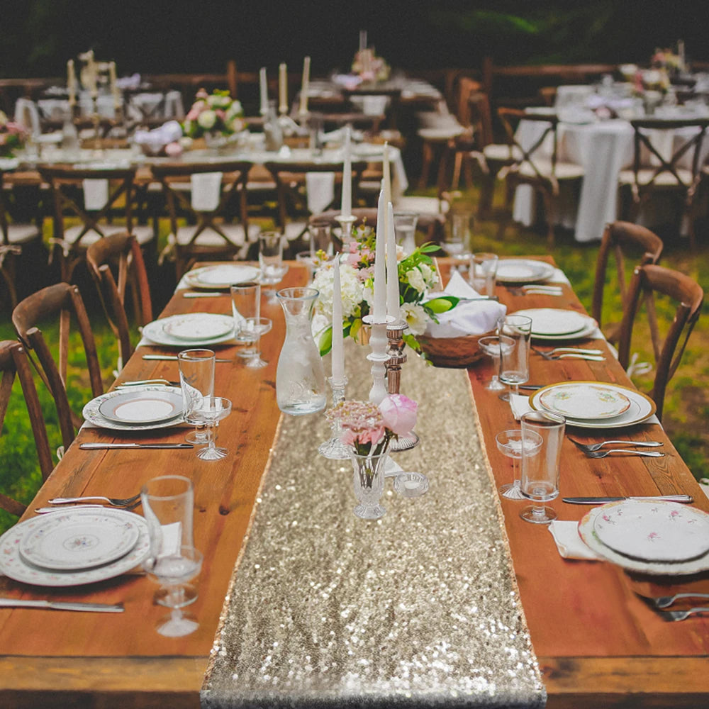 Chemins de table en filet à paillettes