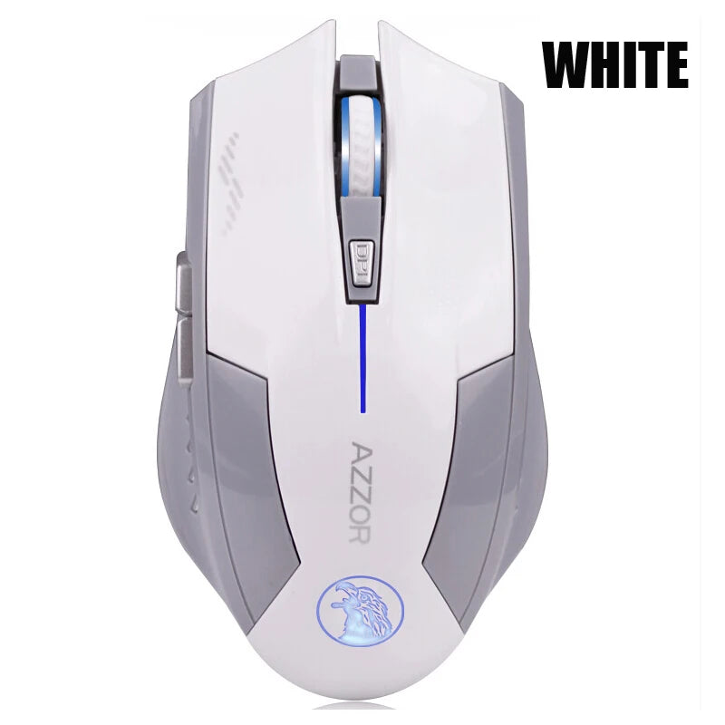 AZZOR Souris d'ordinateur lumineuse sans fil rechargeable de jeu 2400 DPI 2,4 G FPS