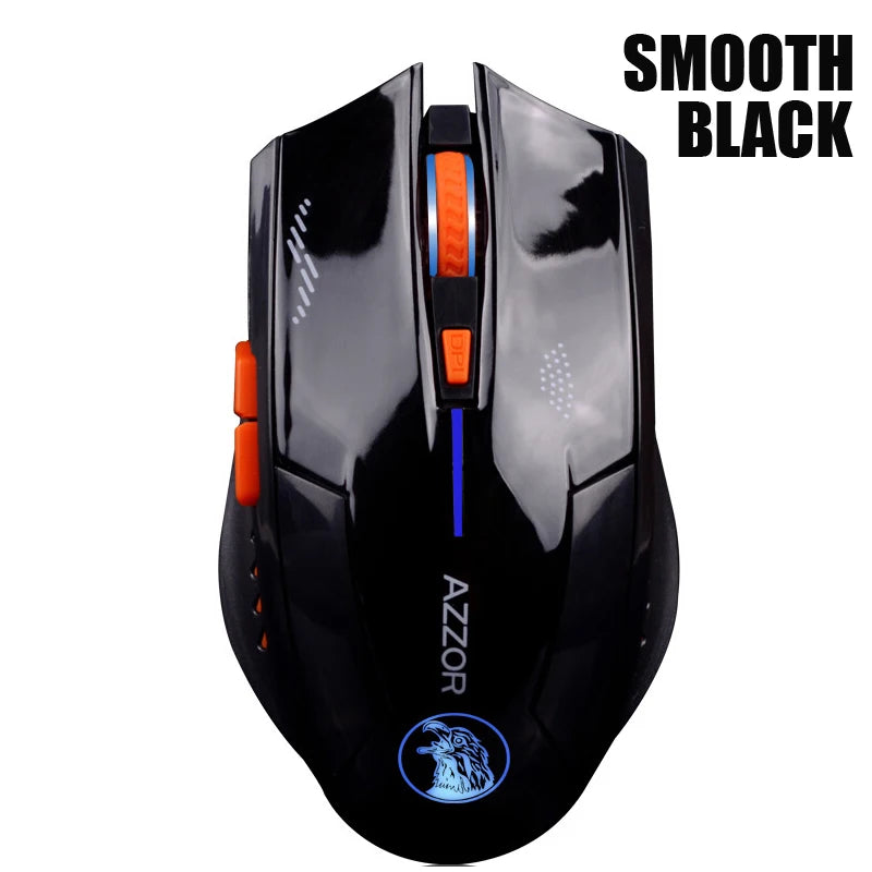 AZZOR Souris d'ordinateur lumineuse sans fil rechargeable de jeu 2400 DPI 2,4 G FPS