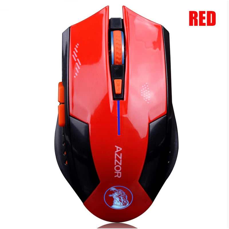 AZZOR Souris d'ordinateur lumineuse sans fil rechargeable de jeu 2400 DPI 2,4 G FPS