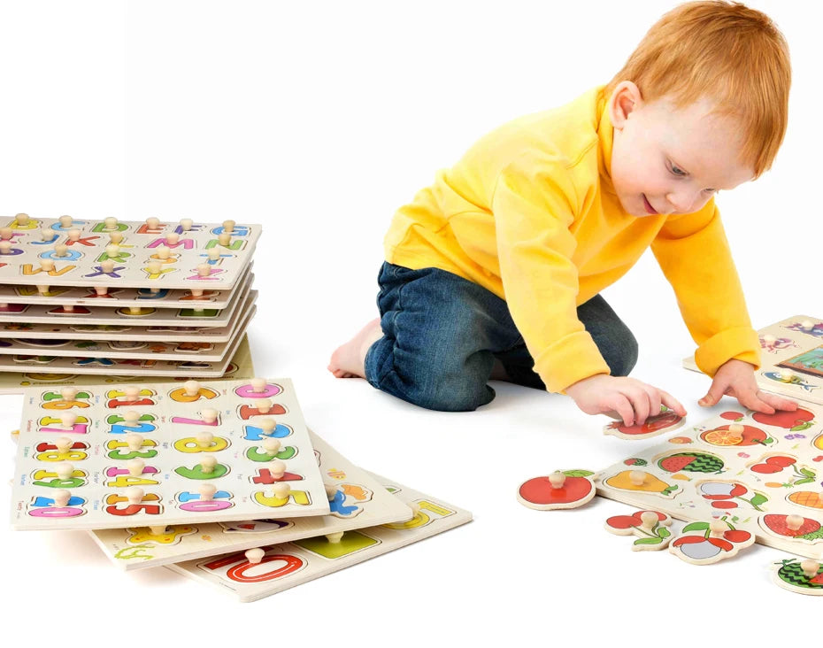 Puzzles en bois Montessori Planches à saisir Jouets