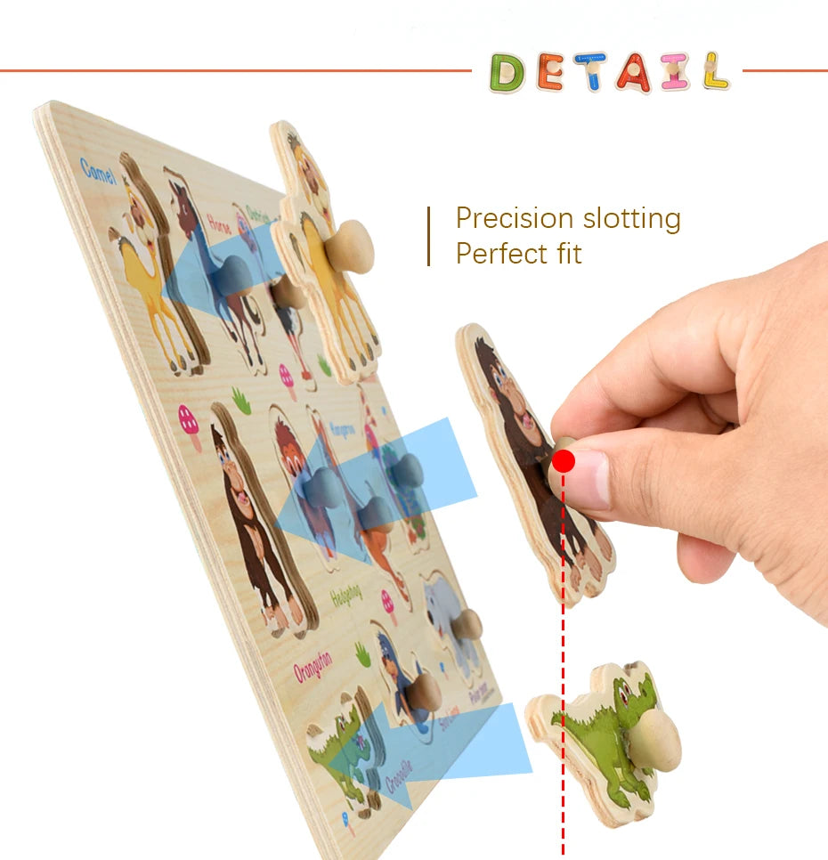 Puzzles en bois Montessori Planches à saisir Jouets