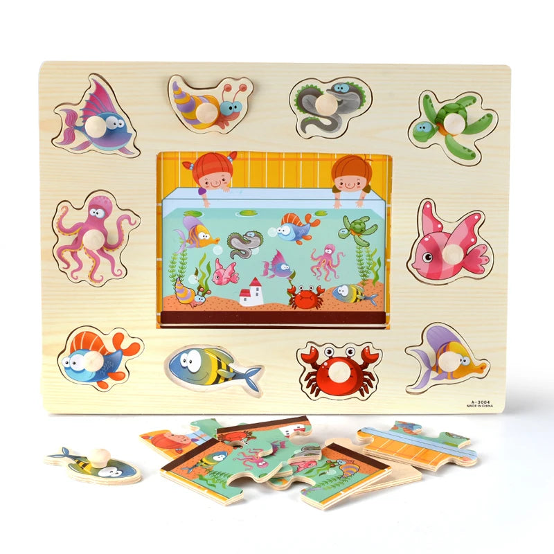 Puzzles en bois Montessori Planches à saisir Jouets