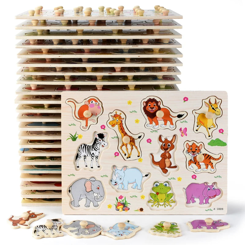 Puzzles en bois Montessori Planches à saisir Jouets