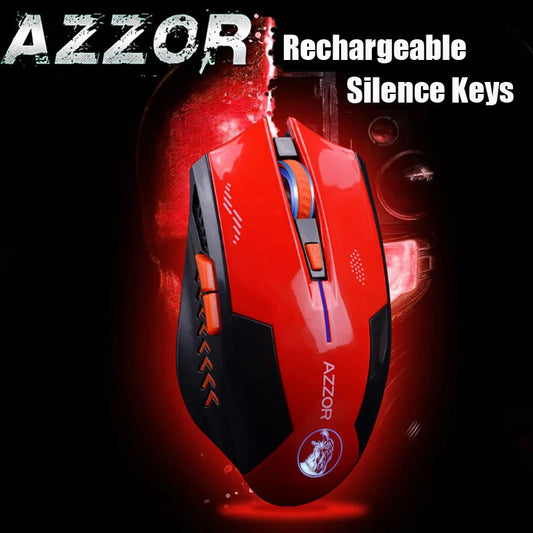 AZZOR Souris d'ordinateur lumineuse sans fil rechargeable de jeu 2400 DPI 2,4 G FPS