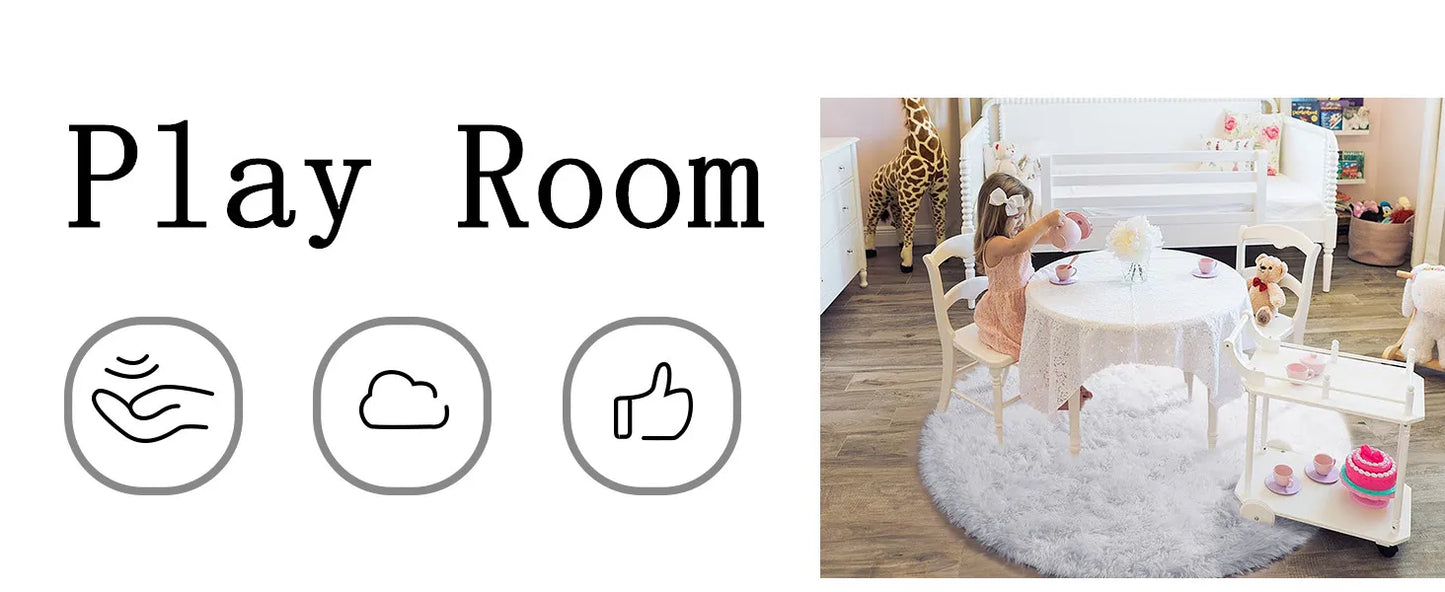 Tapis rond doux et moelleux pour chambre d'enfants et de filles