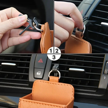 Suporte para telefone para carro, caixa de armazenamento suspensa para ventilação de ar 
