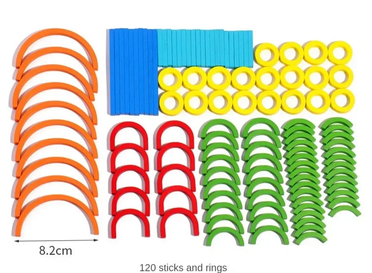 Puzzle créatif en bois avec bâtons et anneaux,