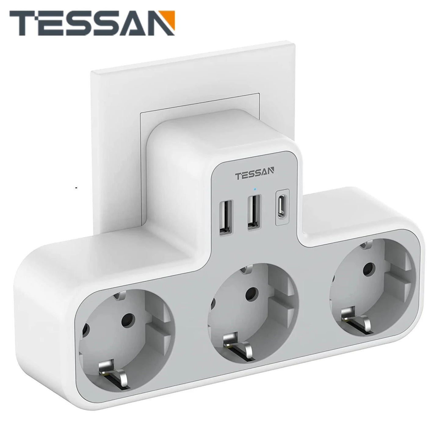 prise multiprise avec 3 prises ca + 2 Ports USB + 1 Type C