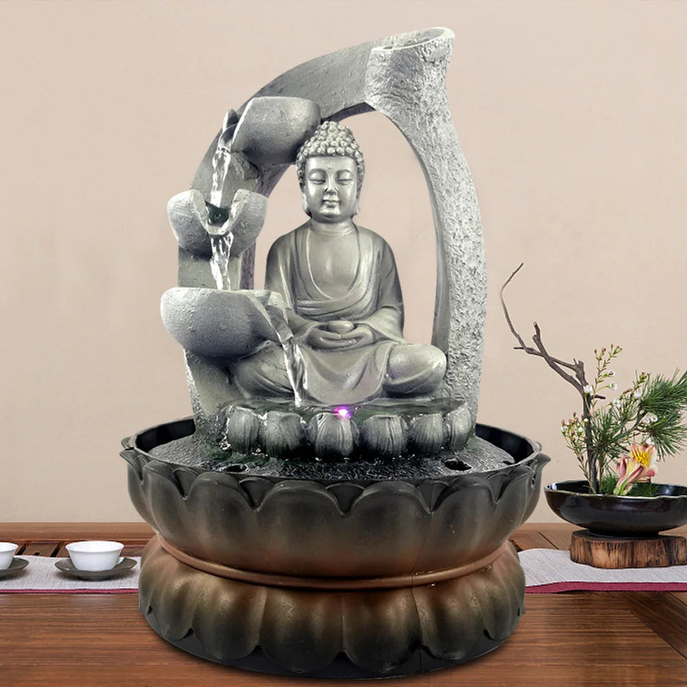 Fontaine de Chambre Bouddha avec Éclairage LED