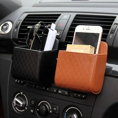 Suporte para telefone para carro, caixa de armazenamento suspensa para ventilação de ar 