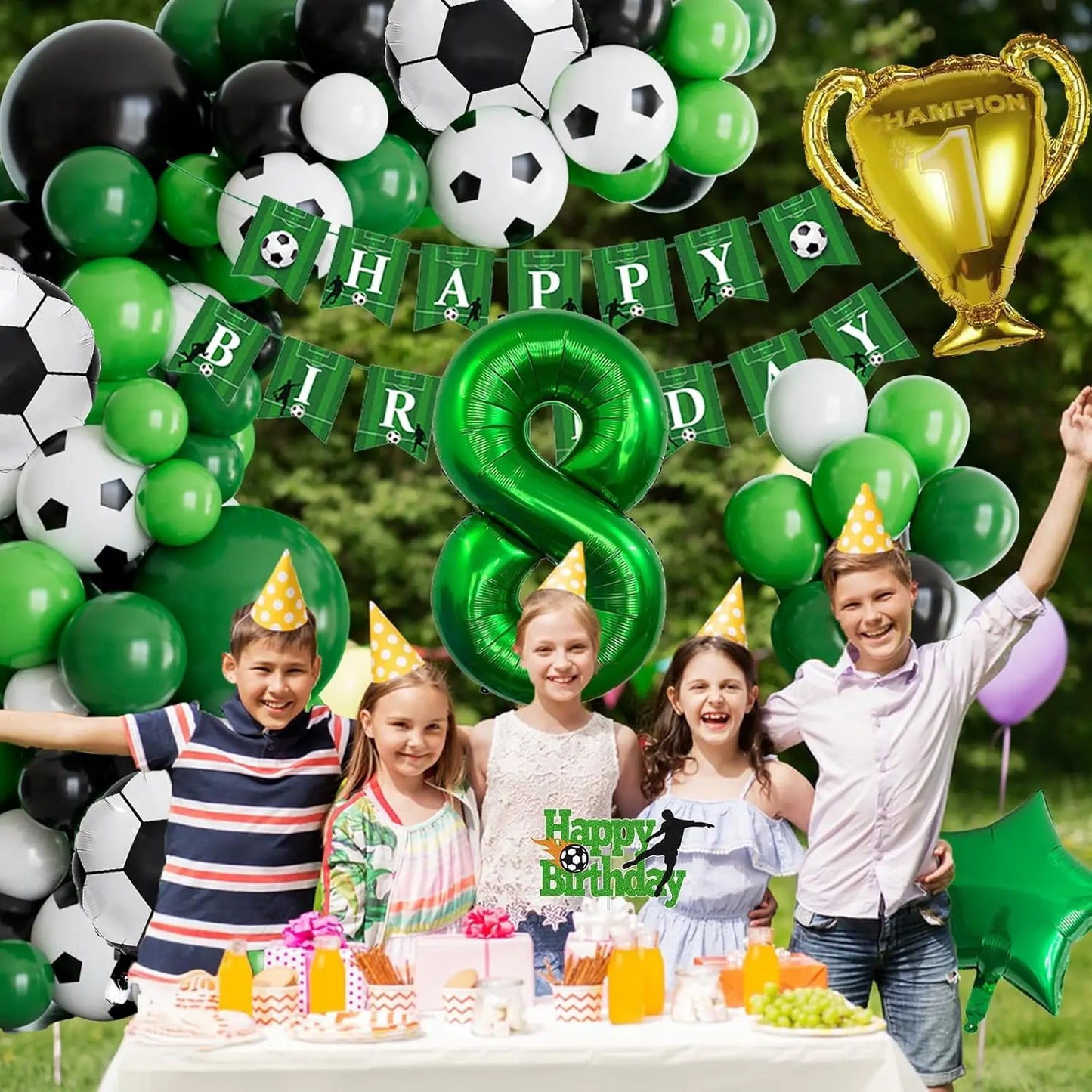 Ballons de football verts pour fête de 8e Anniversaire