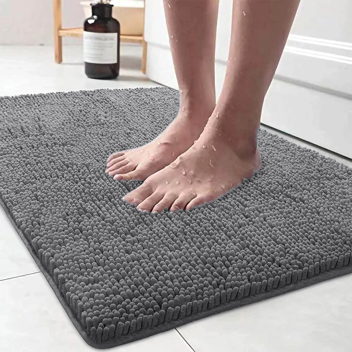 Tapis de bain antidérapant de salle de bains en Chenille épaisse