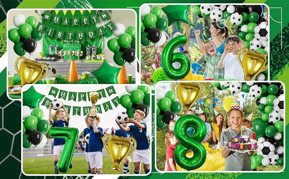 Ballons de football verts pour fête de 8e Anniversaire