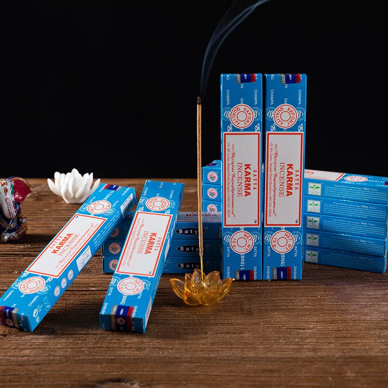 Encens indien en bois de santal, ligne Satya Nag Champa, parfumé, méditation Sai Baba, maison, 12 pièces/boîte