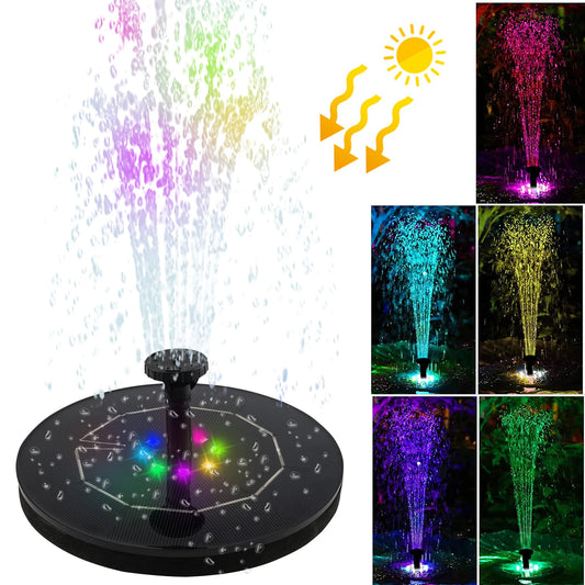 Fontaine solaire rotative à LED colorée avec buse