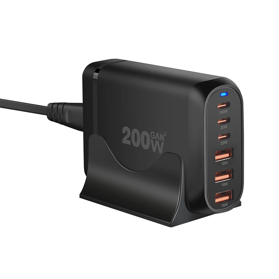 Station de charge rapide USB C 200W à 6 ports