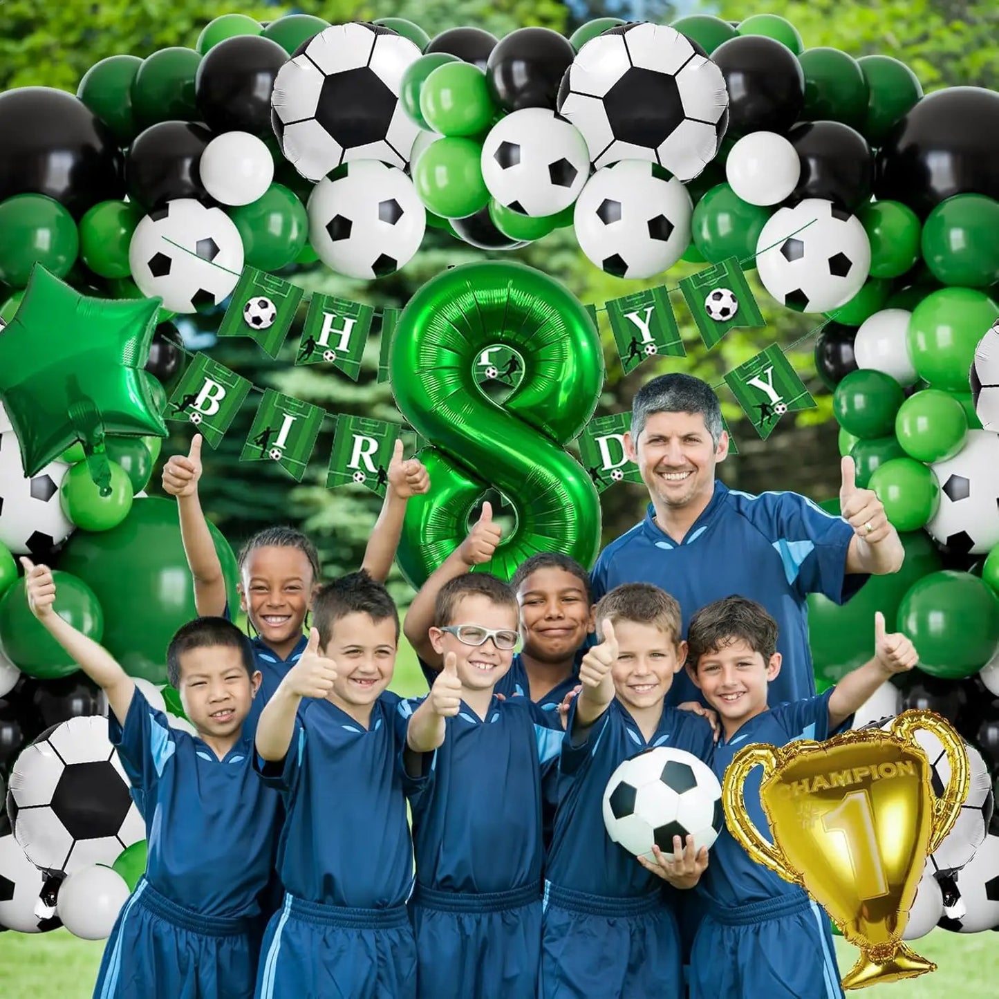 Ballons de football verts pour fête de 8e Anniversaire