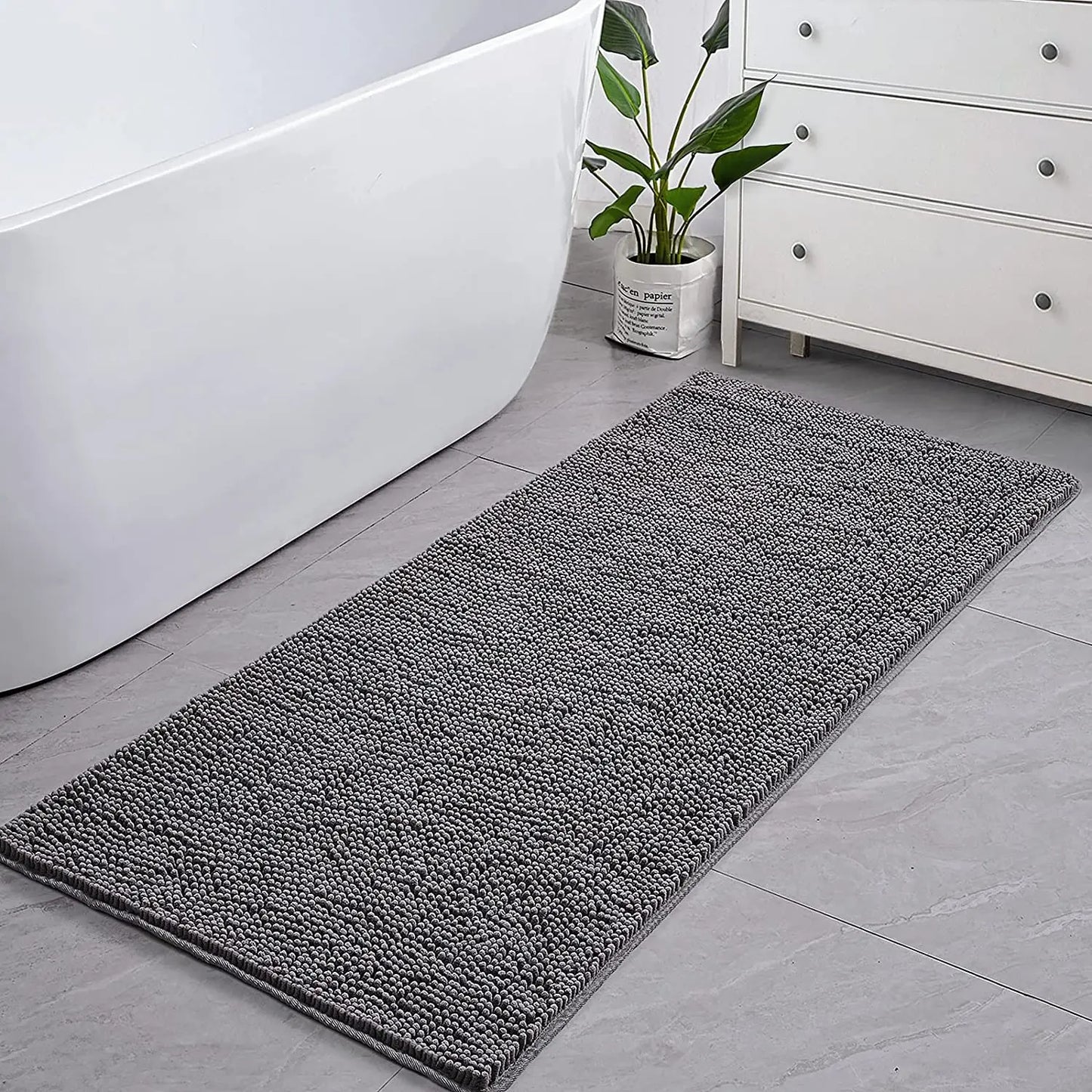 Tapis de bain antidérapant de salle de bains en Chenille épaisse