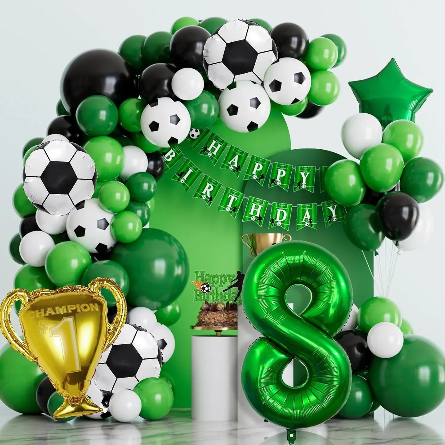 Ballons de football verts pour fête de 8e Anniversaire