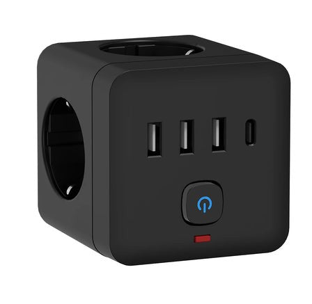 Filtro de energia 7 em 1, 3 tomadas CA, 3 USB 1 tipo C