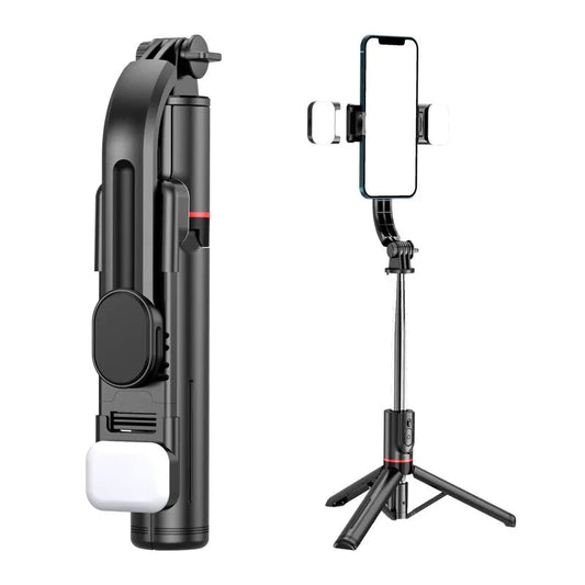 Tripé leve de preenchimento duplo Bluetooth Selfie Stick 
