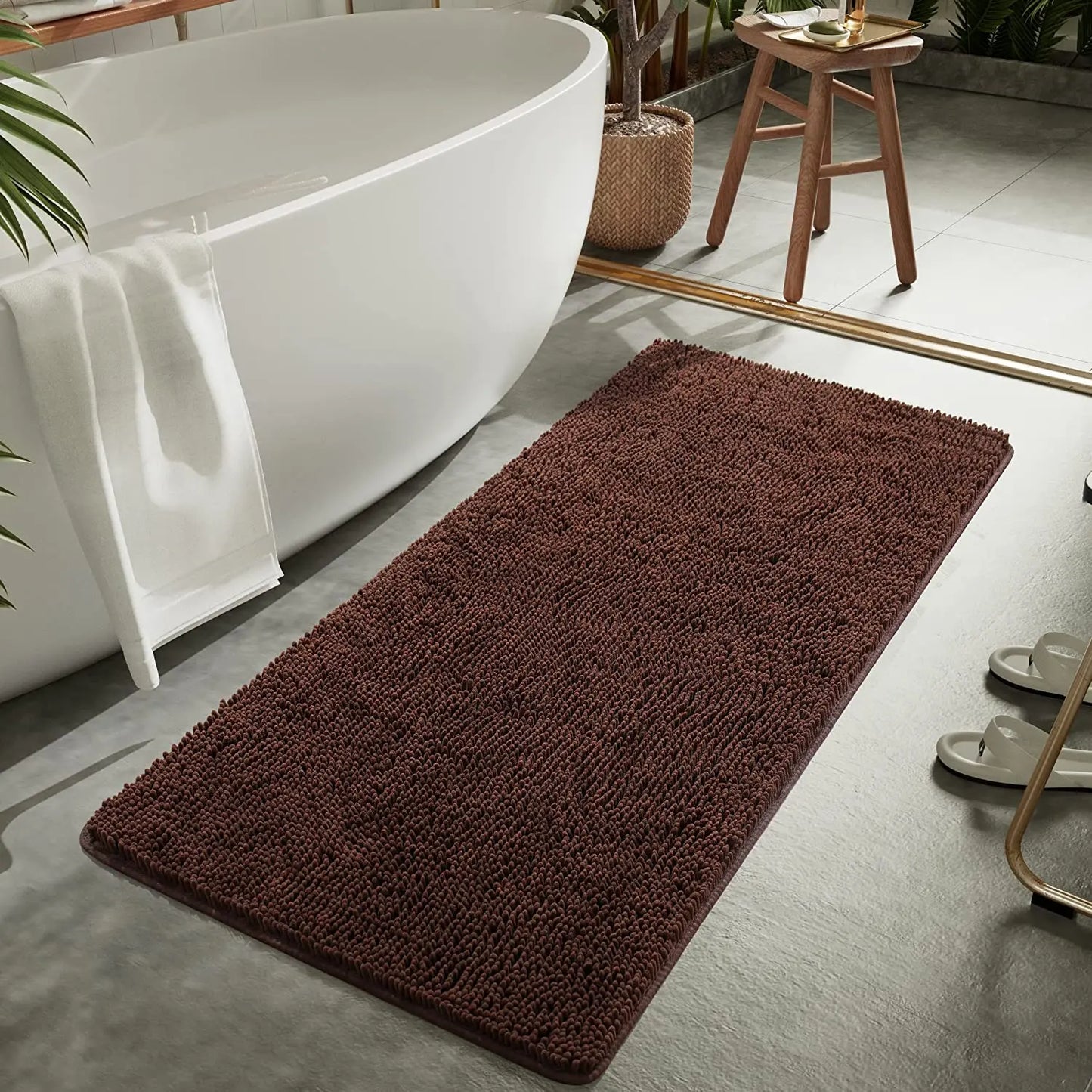 Tapis de bain antidérapant de salle de bains en Chenille épaisse