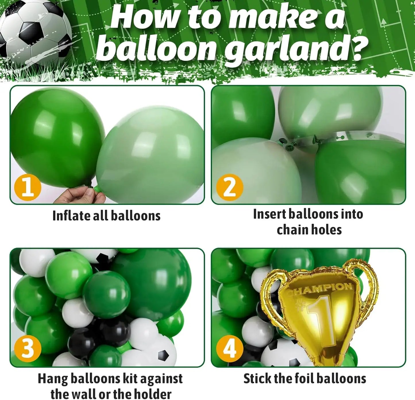 Ballons de football verts pour fête de 8e Anniversaire