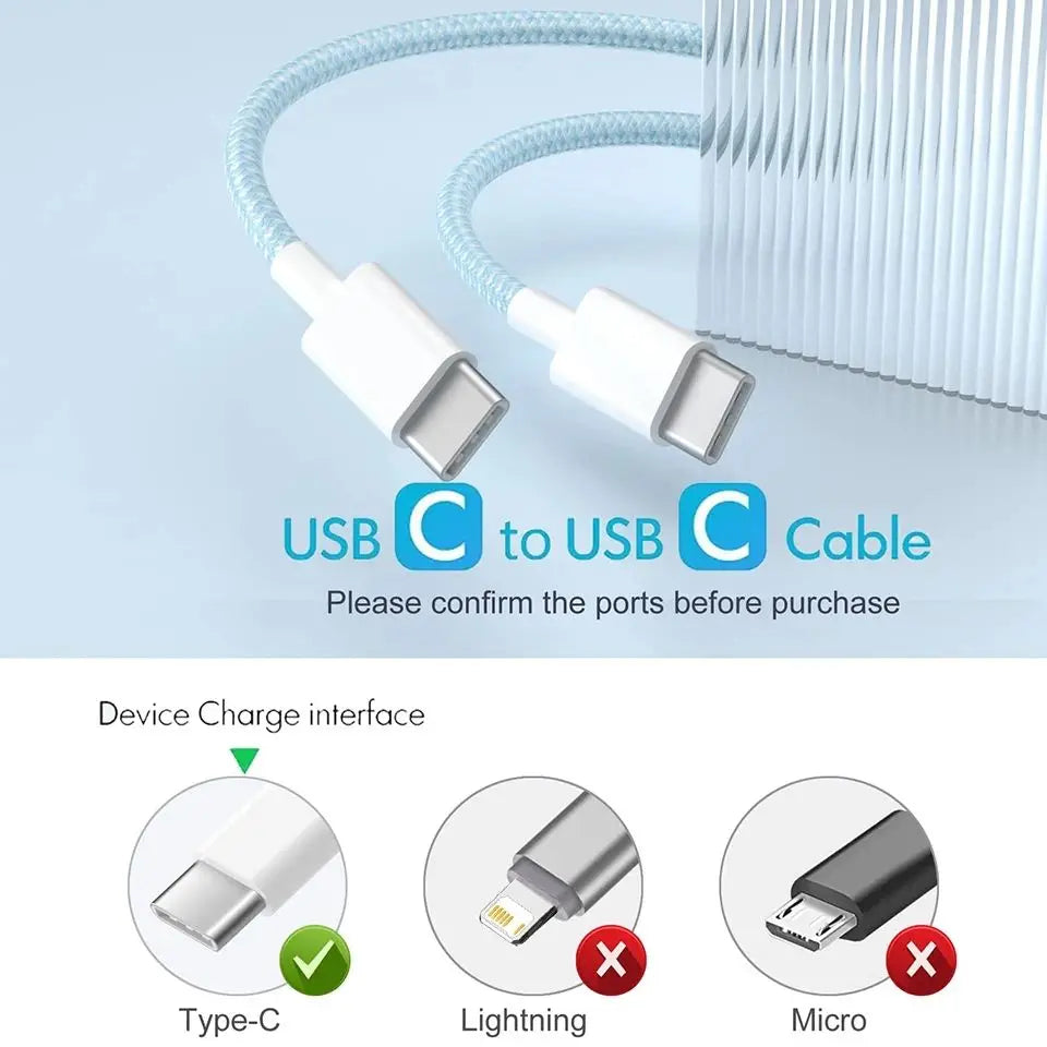 Câble 60W USB C vers USB Type C, Charge rapide