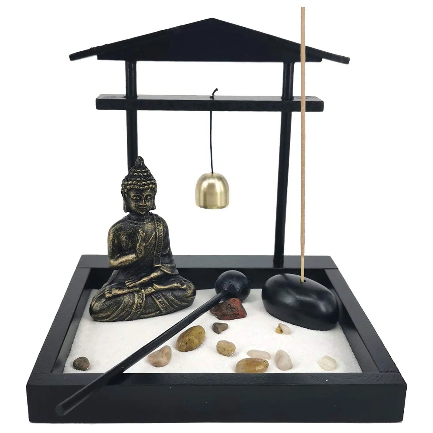 Statue de bouddha, mini-tuyon de jardin zen