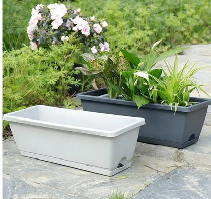 Bac à Fleurs Rectangulaire avec Système de Drainage Intégré