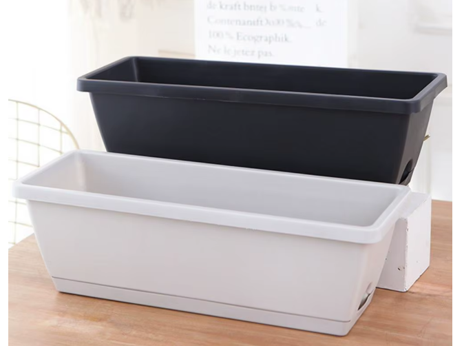 Bac à Fleurs Rectangulaire avec Système de Drainage Intégré