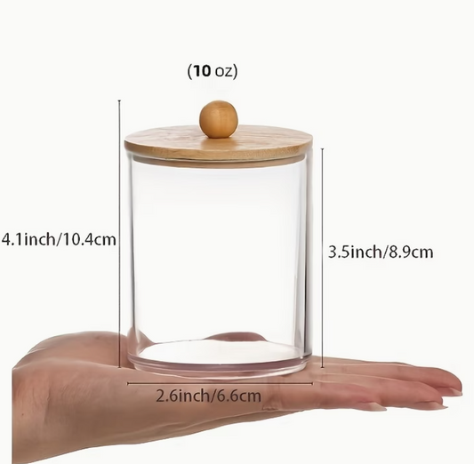 6 Pots de Rangement Salle de Bain en Verre avec Couvercle en Bambou