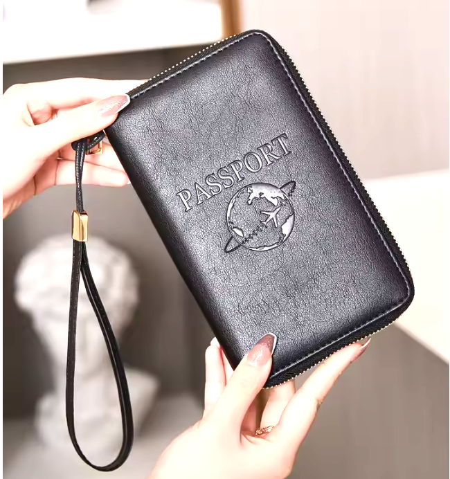 Étui de Voyage Zippé en Cuir PU