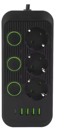 filtro de linha com USB tipo C, carregamento rápido, adaptador de filtro de rede