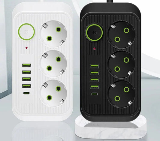 filtro de linha com USB tipo C, carregamento rápido, adaptador de filtro de rede