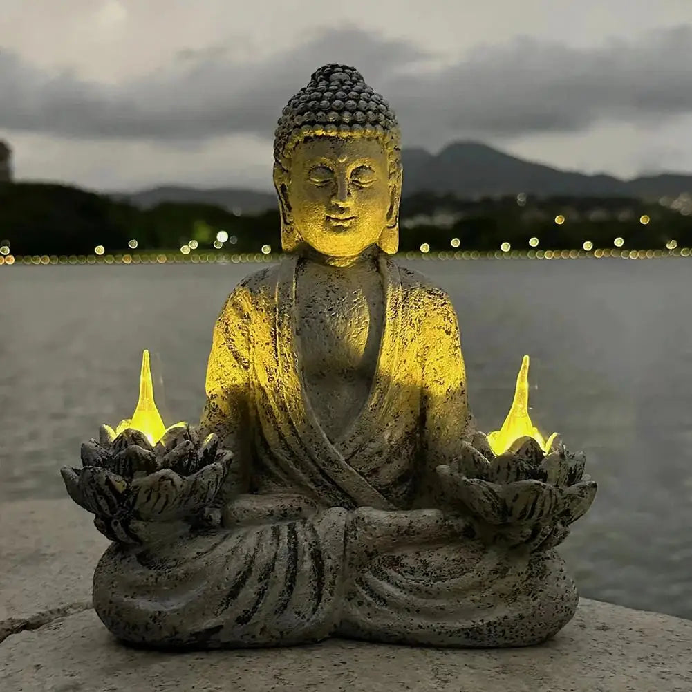 Statue de lumières solaires de Bouddha