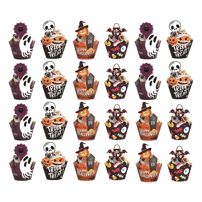 Emballages de Cupcake d'halloween, 12/24 pièces