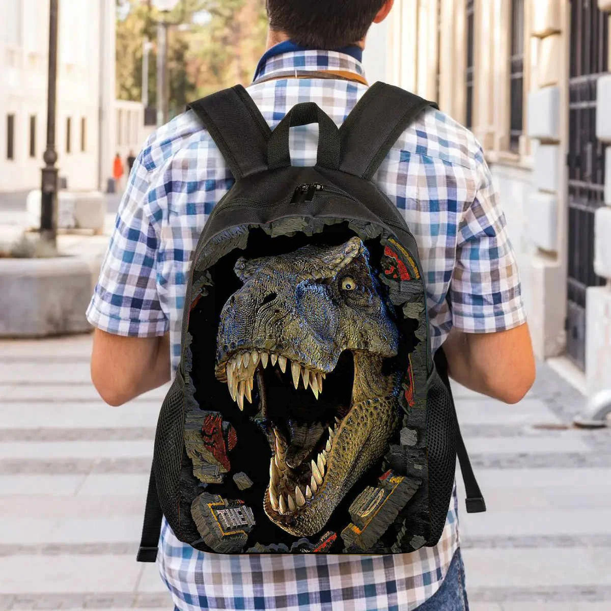 Sac à dos d'école à motif de période jurassique