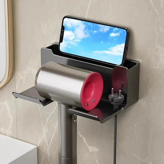 Wall mounted hair dryer holder