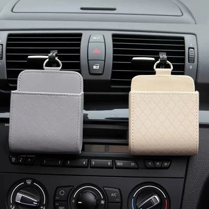 Suporte para telefone para carro, caixa de armazenamento suspensa para ventilação de ar 